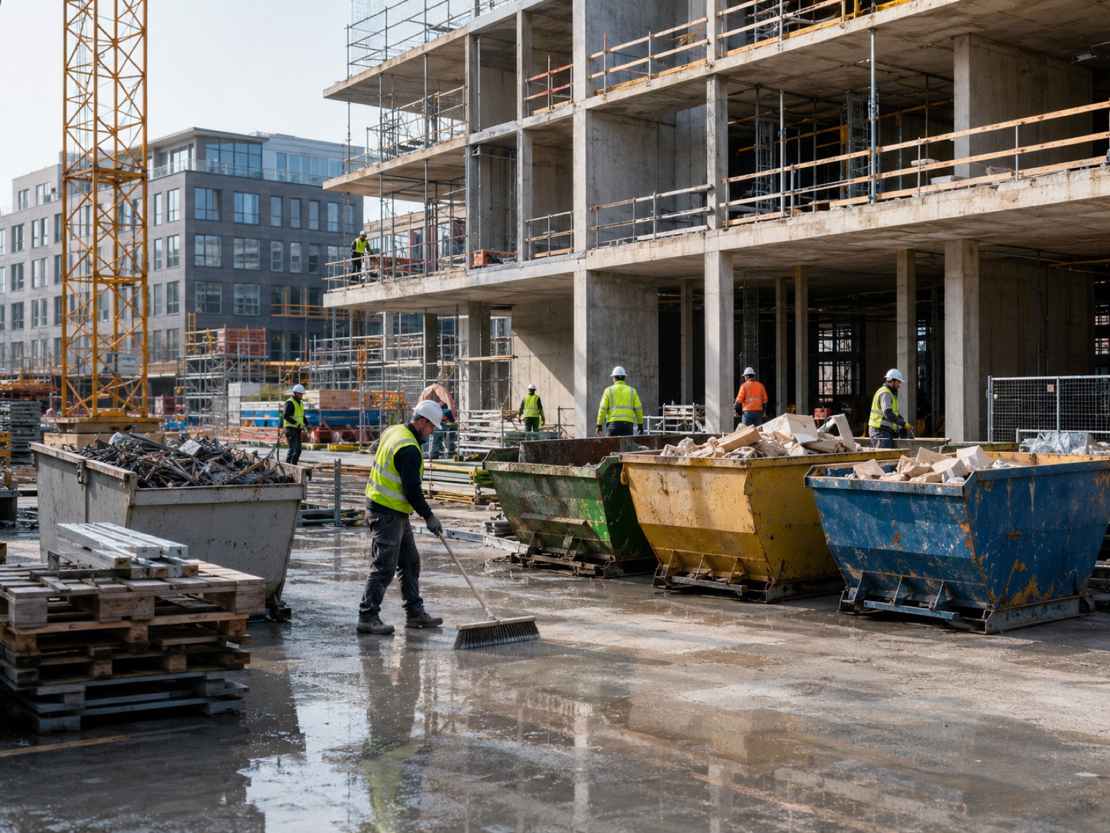 Baustellenreinigung einer Baustelle in Frankfurt – Phase 01